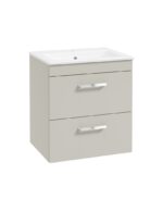 CORTA Wall Hung 50cm Two Drawer Vanity Unit - Chrome, Whispering Willow
