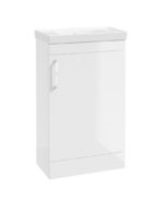 CORTA Floorstanding 50cm Single Door Compact Vanity Unit - Gloss White-Chrome H