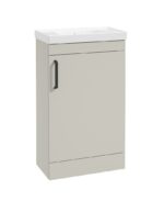 CORTA Floorstanding 50cm Single Door Compact Vanity Unit - Whispering Willow-Black Han