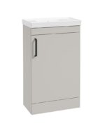 CORTA Floorstanding 50cm Single Door Compact Vanity Unit - Morning Mist-Black Ha