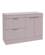 STOCKHOLM Floorstanding 120cm Two Drawer/Two Door Countertop Vanity Unit - Brushed Gold, Matt Cashmere Pink