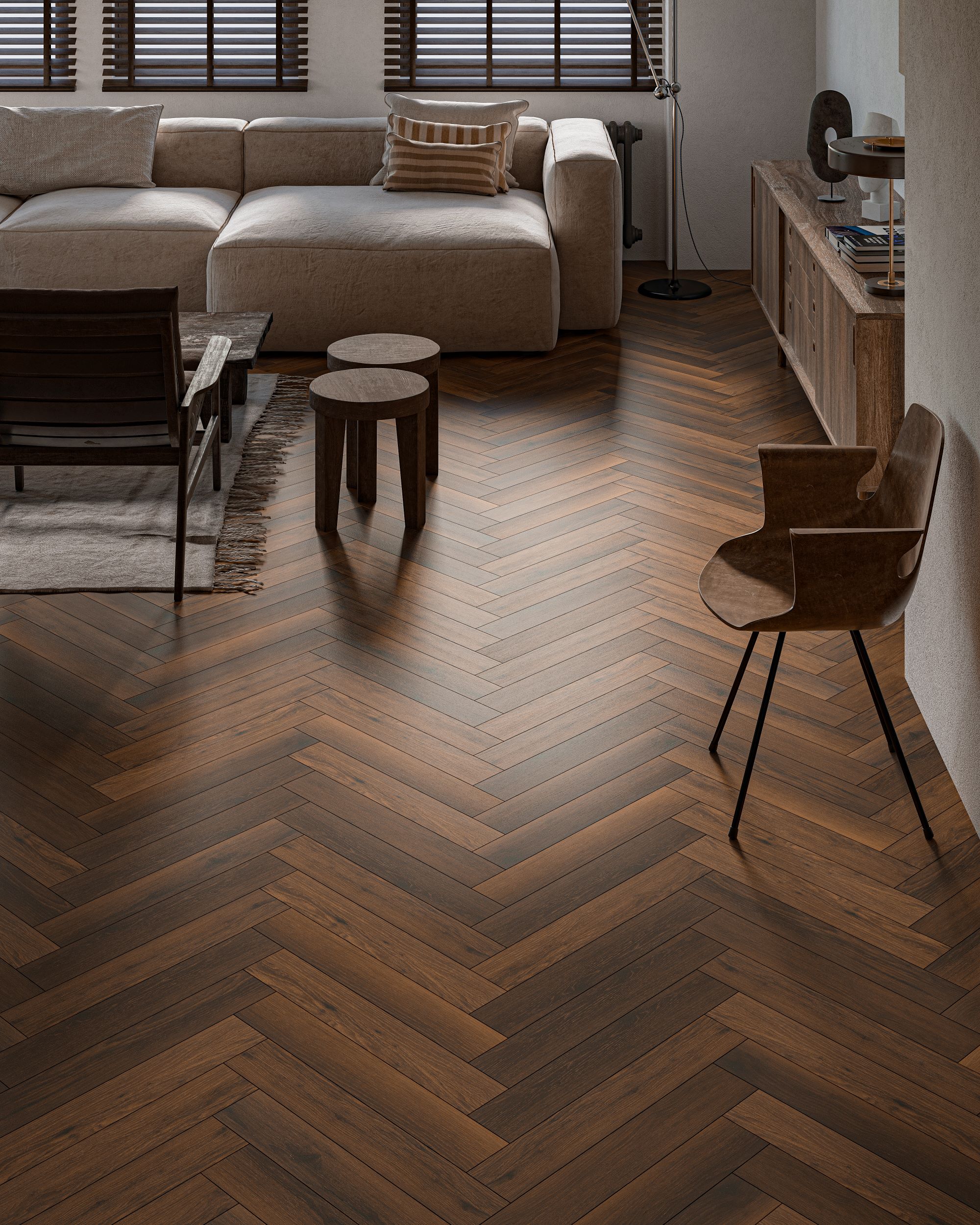 Herringbone-Rustic-Walnut-12mm Herringbone Rustic Walnut 12mm AC-5 - Image 1