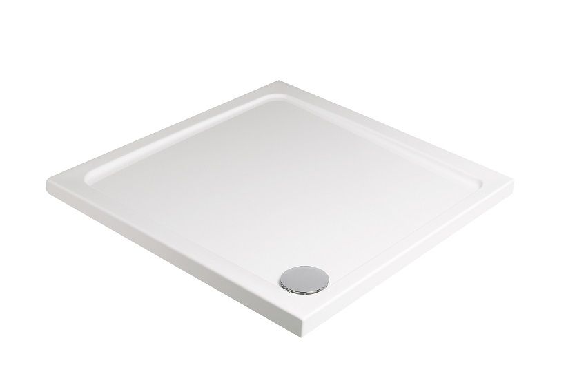 1673362996_klp76100 KRISTAL Low Profile Square Shower Tray White & Waste - Image 1