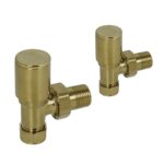 SONAS Round Head Angled Radiator Valves - Brushed Gold