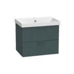 Cadence Fluted Wall Mounted Unit - 600mm, Viridian Green