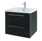 Cesena Twin Drawer Wall Hung Unit - 500mm, Shadow Black