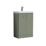 Corfu Floor Standing 2 Door Unit - 600mm, Satin Green