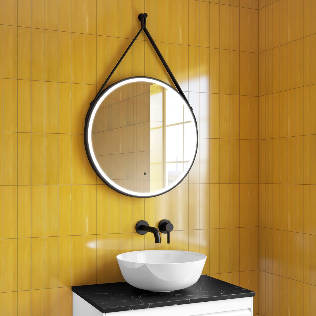 mlminev60_mylife_neve_60_led_black_frame_mirror_with_strap_cool_1 Neve LED Mirror - Image 1